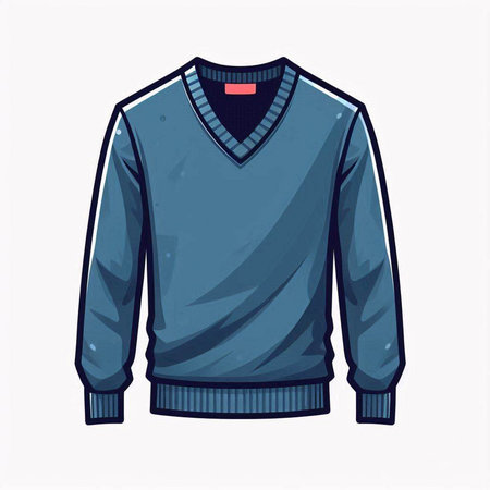 Blue sweater isolated on a white background. Vector illustration of a sweater.のイラスト素材