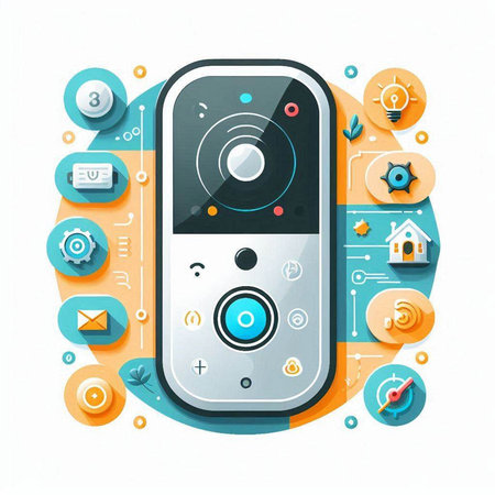 Smartphone with buttons and icons on white background. Vector illustration.のイラスト素材