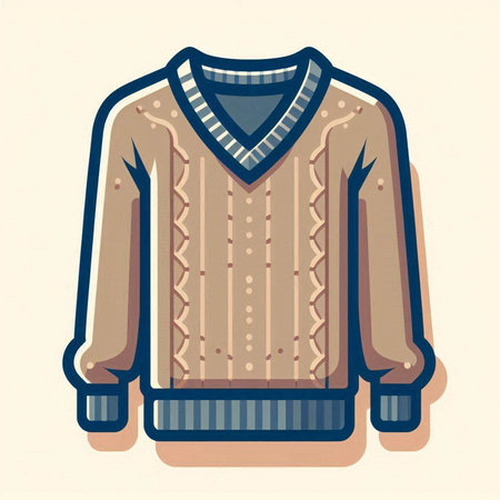 Vector illustration of a knitted sweater in retro style. T-shirt design.のイラスト素材