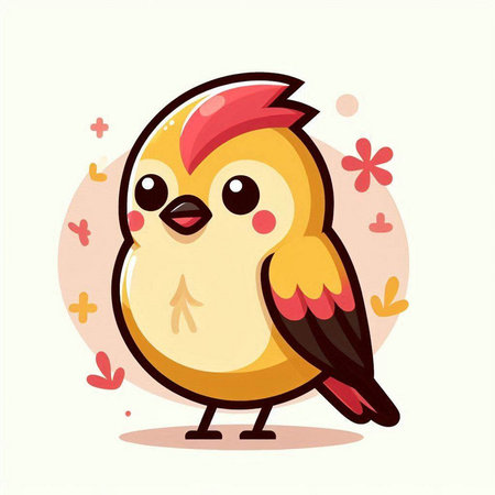 Vector illustration of a cute little chicken. Isolated on white background.のイラスト素材
