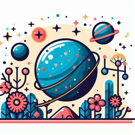 Vector illustration of a planet in the solar system. Flat style.のイラスト素材