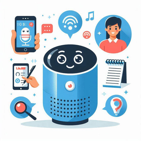 Chatbot. Chatbot with mobile phone. Vector illustration in flat styleのイラスト素材