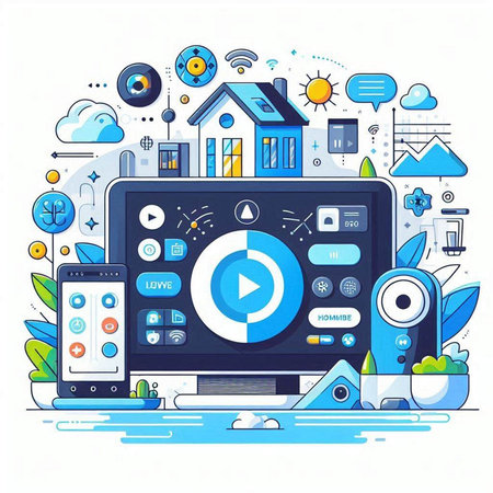 Vector illustration of modern flat design concept of online education, webinar, video tutorials.のイラスト素材