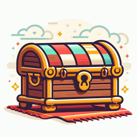 Illustration of a treasure chest in retro style. Vector illustration.のイラスト素材