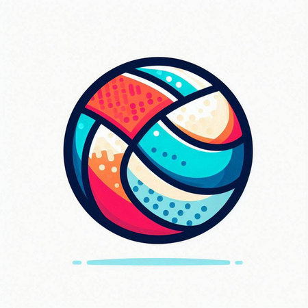 Colorful volleyball ball icon isolated on white background. Vector illustration.のイラスト素材