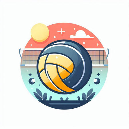 Volleyball flat icon. Vector illustration for web and mobile designのイラスト素材