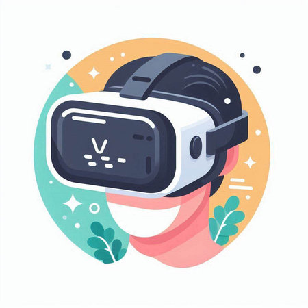 Virtual reality glasses. Vector illustration in a flat style on a white background.のイラスト素材