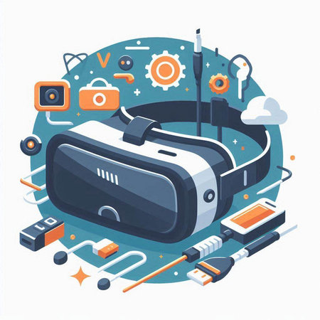 Virtual reality headset. Modern technology concept. Vector illustration in flat styleのイラスト素材