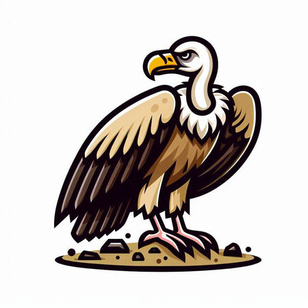 Griffon vulture vector illustration isolated on a white background.のイラスト素材