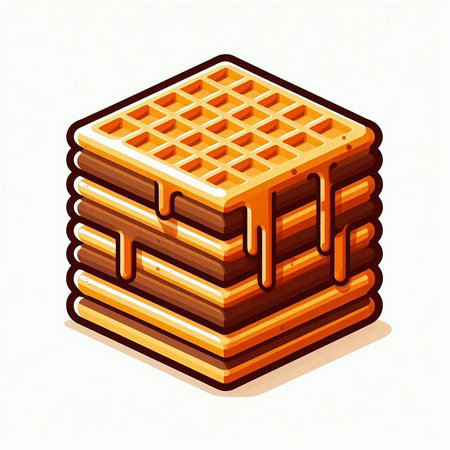 Illustration of a stack of sweet waffles on a white backgroundのイラスト素材