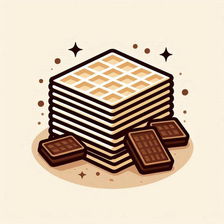 Vector illustration of a stack of chocolate bars on a light background.のイラスト素材