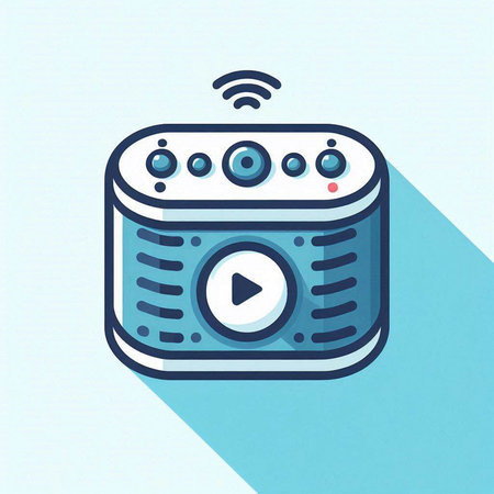Illustration of a video player in a flat design with long shadowのイラスト素材