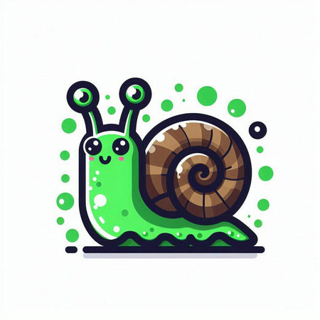 Vector illustration of a cute cartoon snail. Isolated on white background.のイラスト素材