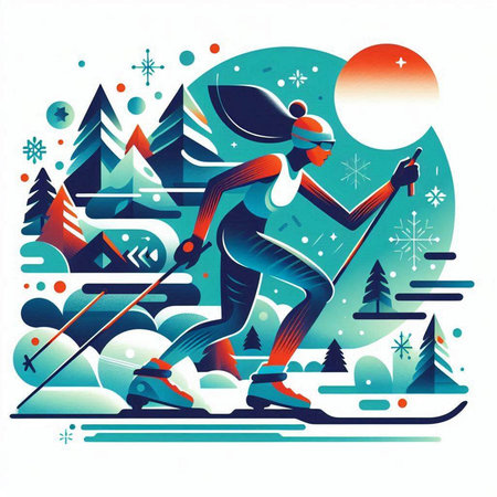 Winter sport - skier in the mountains. Vector illustration. Eps 10のイラスト素材
