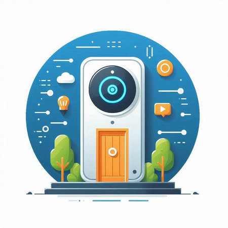 Smart home concept in flat design style. Vector illustration. Home automation system.のイラスト素材