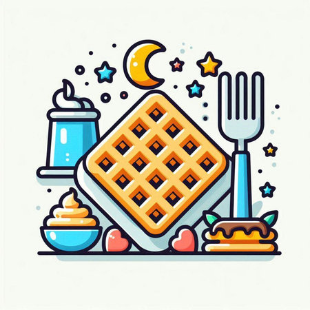 Belgian waffle icon. Vector illustration in thin line style.のイラスト素材