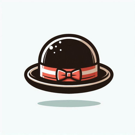 Illustration of a hat with a bow tie on a white backgroundのイラスト素材