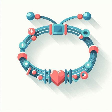 Beaded bracelet with heart. Vector illustration in flat style.のイラスト素材