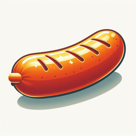 Illustration of hot dog on a white background, vector illustration.のイラスト素材