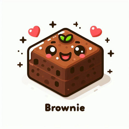 Cute brownie with heart isolated on white background. Vector illustration.のイラスト素材