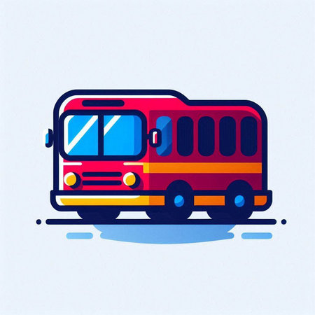 Bus icon. Vector illustration of a bus on a white background.のイラスト素材