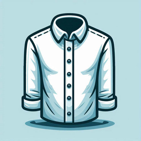 Illustration of a white men's shirt on a blue background.のイラスト素材
