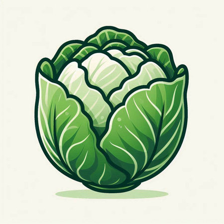 Cabbage vector isolated on white background. Cabbage vegetable icon. Vector illustration.のイラスト素材