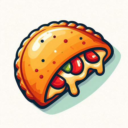 Illustration of a pie with tomato sauce on a white background.のイラスト素材