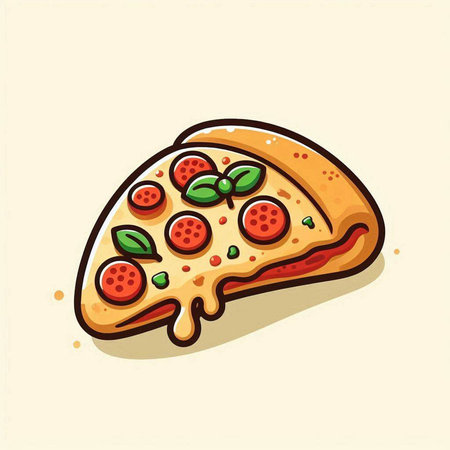 Pizza slice with tomato and mozzarella. Vector illustration.のイラスト素材