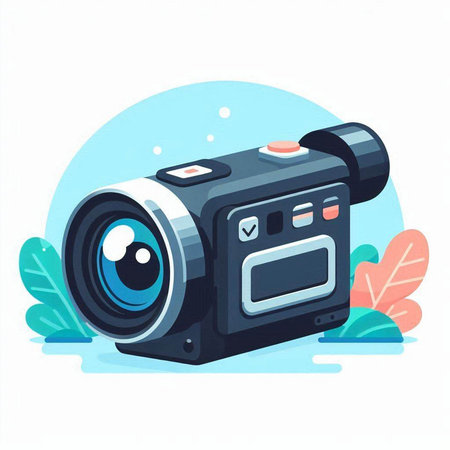 Camera in cartoon style. Vector illustration on white background. Isolated.のイラスト素材