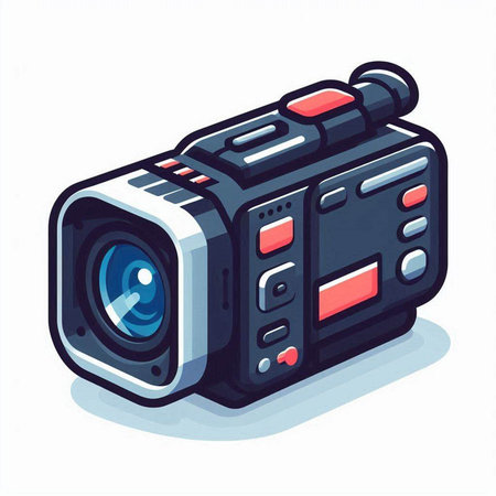 Video camera on a white background. Vector illustration in cartoon style.のイラスト素材