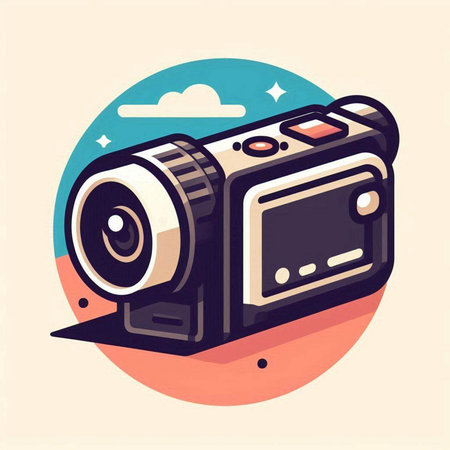 Vector illustration of a modern digital camera in a flat style. Vector illustration.のイラスト素材
