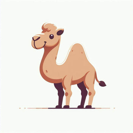 Cute camel isolated on white background. Vector illustration in cartoon style.のイラスト素材