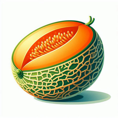 Illustration of a ripe melon on a white background - vectorのイラスト素材