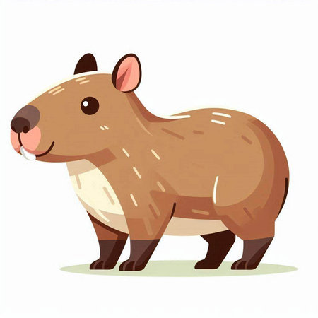 Cute cartoon beaver isolated on white background. Vector illustration.のイラスト素材