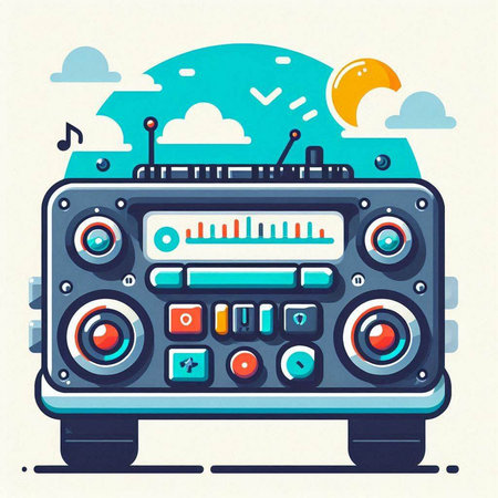 Retro radio. Vintage style. Vector illustration. Eps 10.のイラスト素材