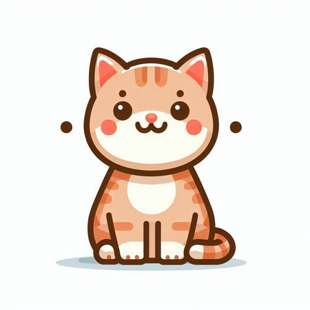 Cute cartoon cat sitting on a white background. Vector illustration.のイラスト素材