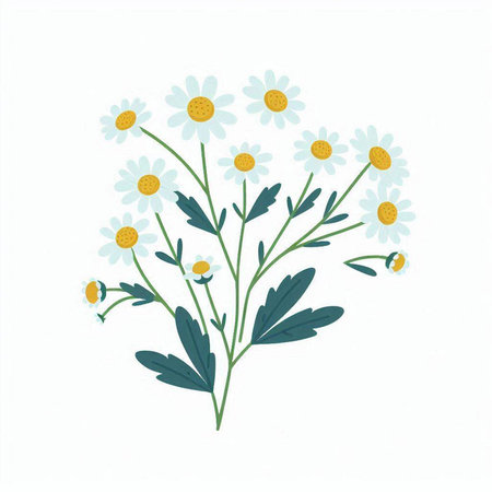Chamomile flowers on a white background. Vector illustration.のイラスト素材