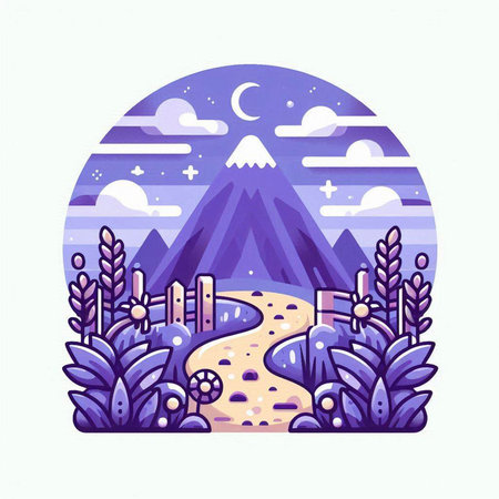Mountain landscape. Vector illustration in a flat cartoon style. Cartoon style.のイラスト素材