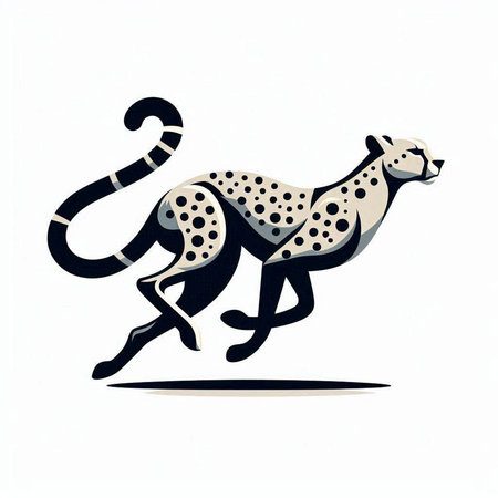 Cheetah running on white background. Vector illustration for your designのイラスト素材
