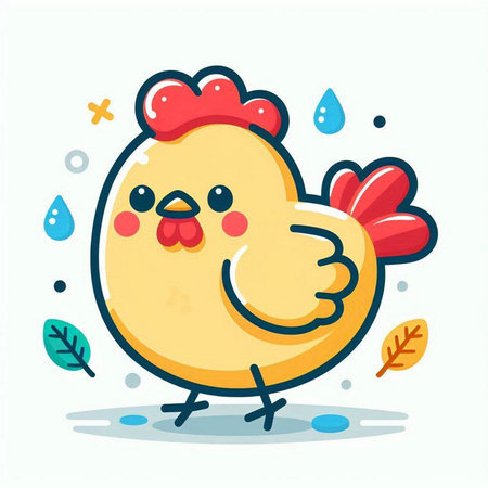 Cute cartoon chicken character. Vector illustration in a flat style.のイラスト素材