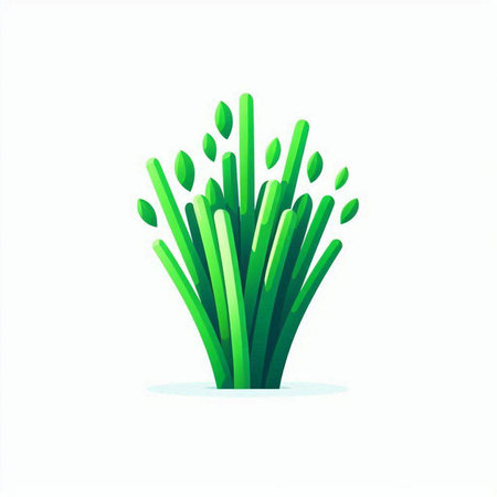 Green onion isolated on white background. Vector illustration in cartoon style.のイラスト素材