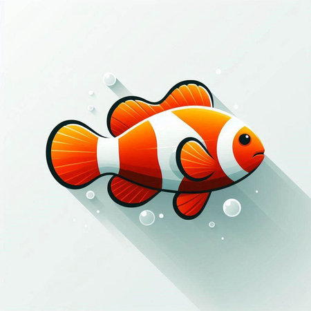Clown fish flat design icon with long shadow, eps10のイラスト素材