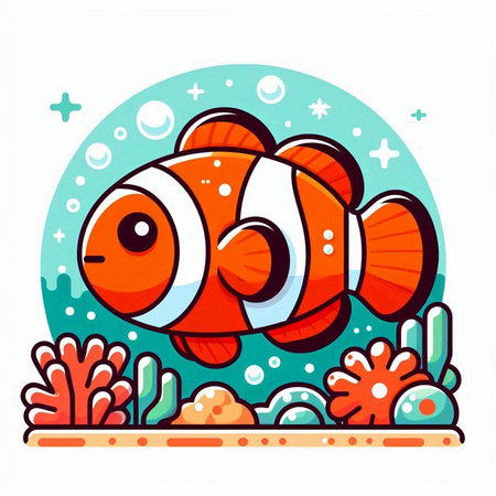Clown fish. Underwater animal. Vector illustration in cartoon styleのイラスト素材