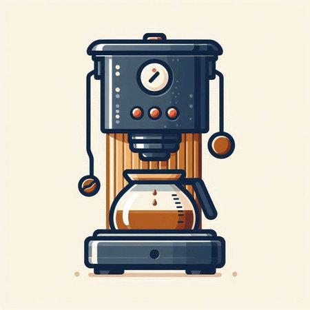 Coffee machine vector illustration in flat style. Cartoon style.のイラスト素材