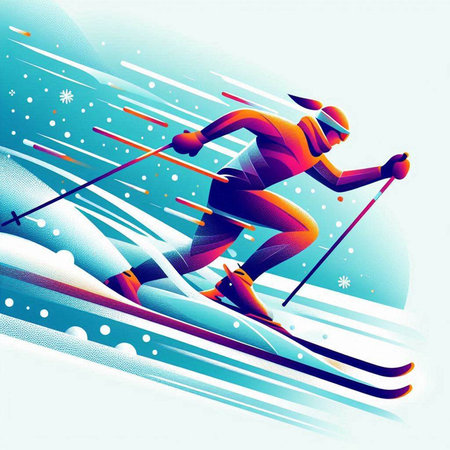 Skiing vector background with space for your text. Vector illustration.のイラスト素材