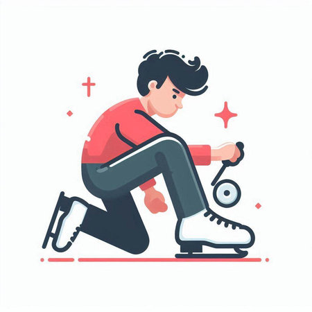 Man skating. Flat style vector illustration. Isolated on white background.のイラスト素材