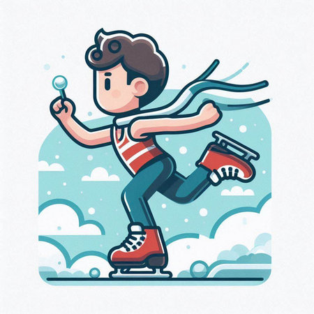 Boy skating on ice. Vector illustration of a boy skating on ice.のイラスト素材