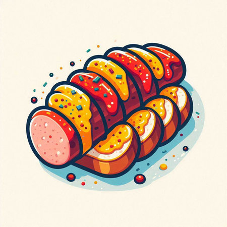 Sausage vector illustration. Isolated on a white background.のイラスト素材