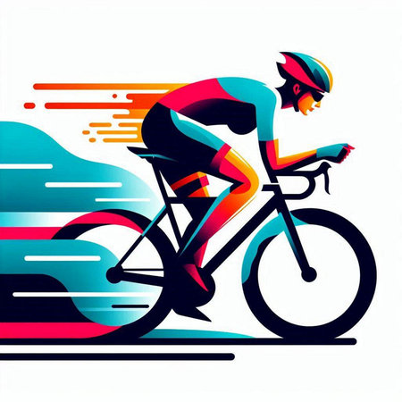 Cyclist in action on a bicycle. Sport vector illustration.のイラスト素材